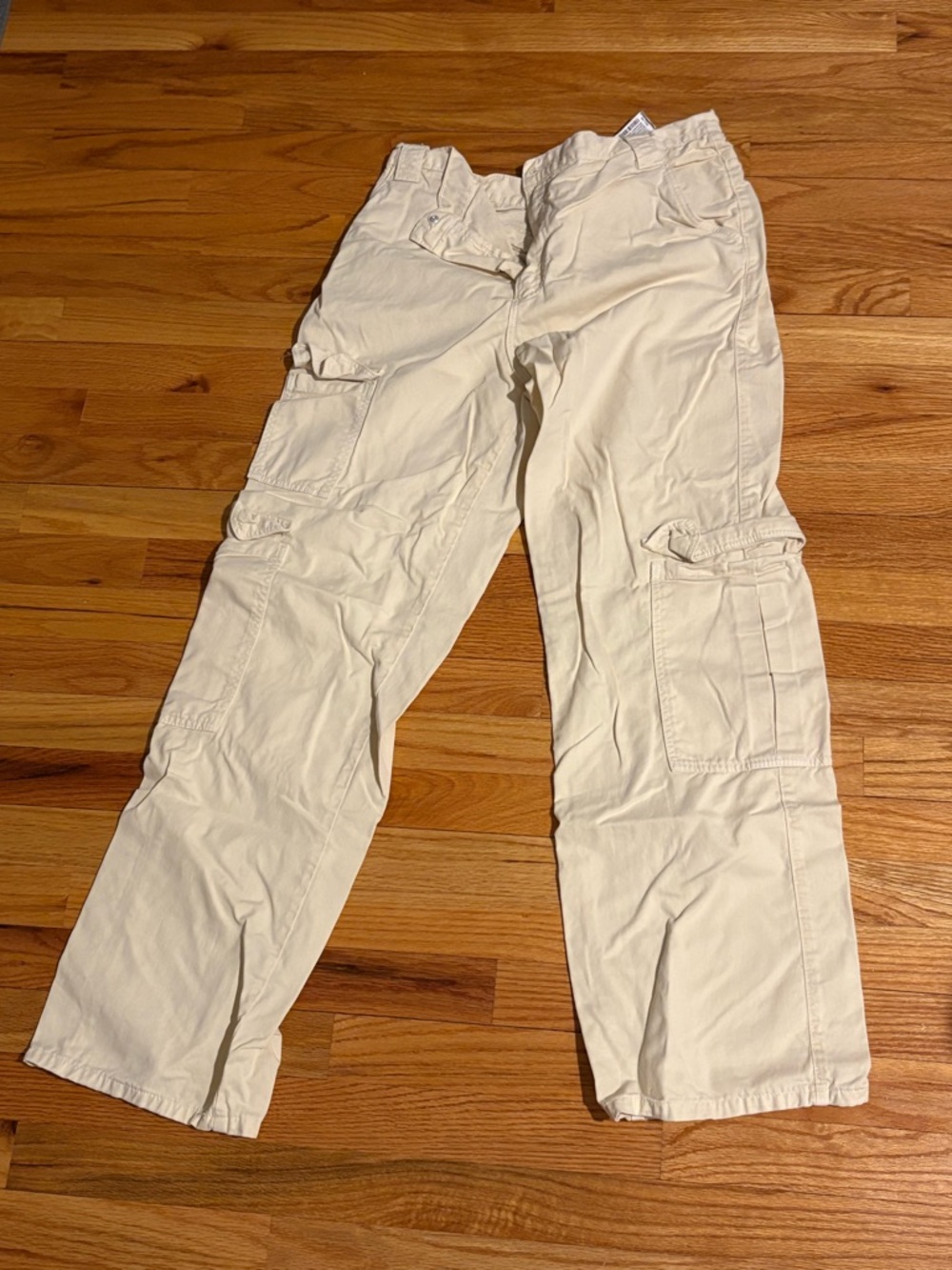 Zara Cream Cargo Pants with Utility Pockets